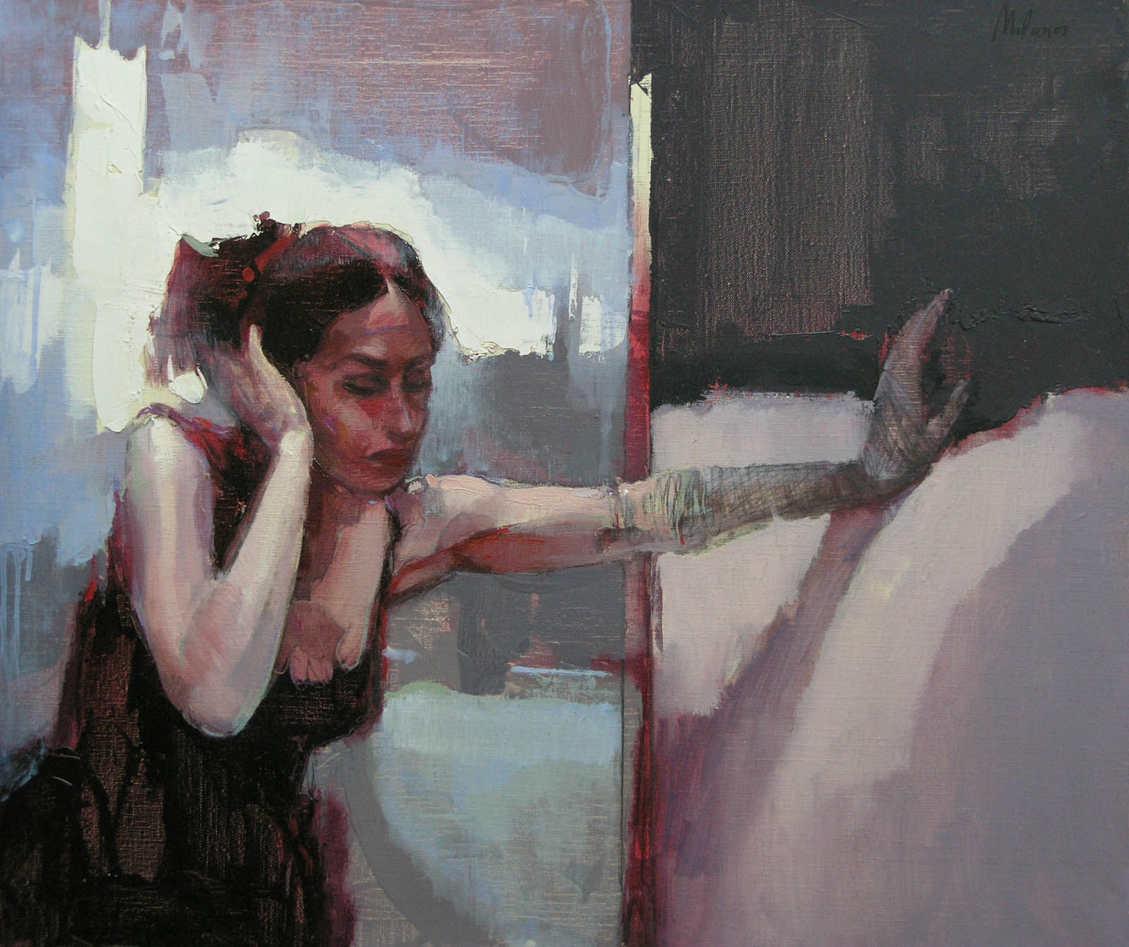 Noc bez sna, ulje na platnu, 55×65 cm, Stojan Milanov, sertifikat, 59000 dinara