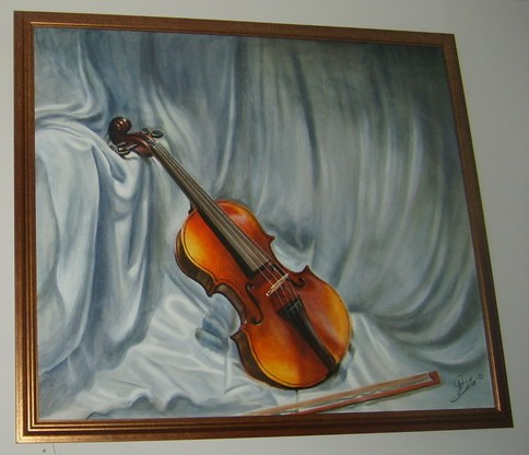 Violina, Ulje na platnu, uramljena, Akademski slikar Stojance Andonov, 70 x 80 cm, 59000 dinara