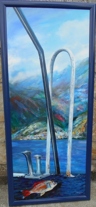 Obala, ulje na platnu, 157×64 cm, akademski sl. Goran Bankovic, sertifikat, 47200 dinara