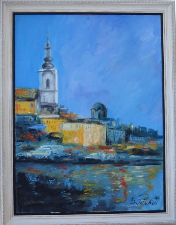 Beograd 1, ulje na platnu, sa 91×71 cm, bez 80×60 cm, akademski slikar M. Penkov, sertifikat, 41300 dinara