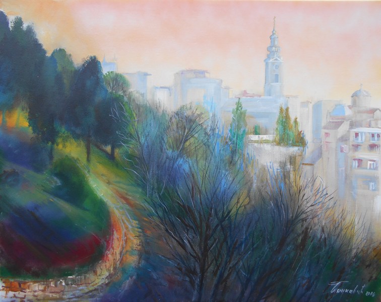 Beograd 2, ulje na platnu, 55×70 cm, sertifikat, akademski slikar Bankovic, 23600 dinara
