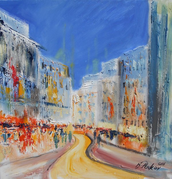 Stari Bec 3, ulje na platnu, 70×70 cm, akademski slikar M. Penkov, sertifikat, 35400 dinara