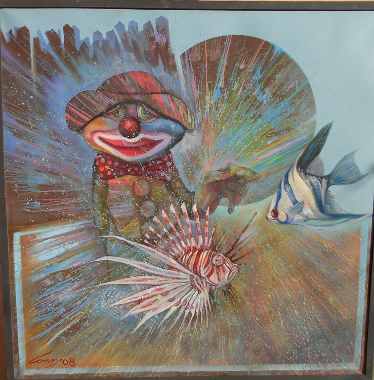 Akvarijum zelja, ulje na platnu, 100×100 cm, Ivan Vanja Milanovic, 70800 dinara – SNIŽENO -40 %