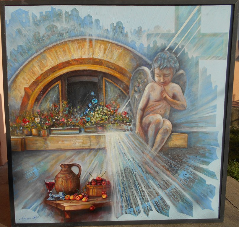 Krstionica manastira Gornjak, ulje na platnu, 100×100 cm, Ivan Vanja Milanovic, 70800 dinara – SNIŽENO -40 %