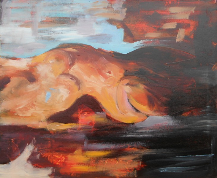 Braon akt, Monegorijas,ulje na platnu   kombinovana tehnika, 65×80 cm, 41300 dinara