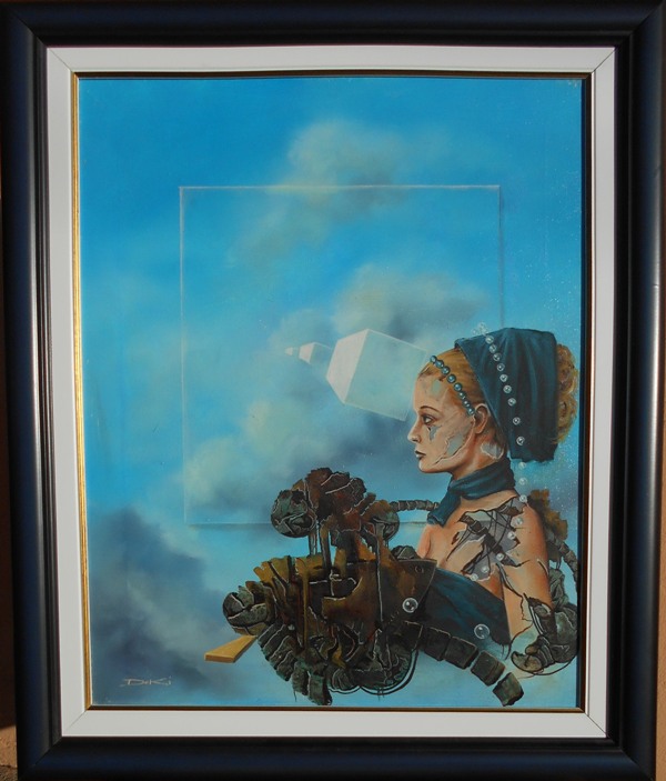 Misteriozna, ulje na platnu, sa 62×51 cm, bez 50×40 cm, uramljena, Dejan Deki Milivojevic, 29500 dinara