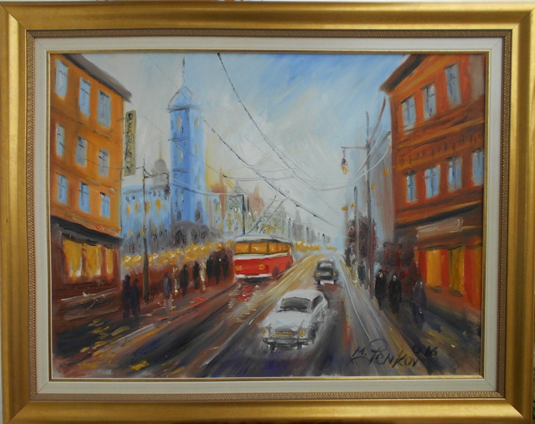 Beograd 3, ulje na platnu, sa 77×97 cm, bez 60×80 cm, akademski slikar M. Penkov, sertifikat, 41300 dinara