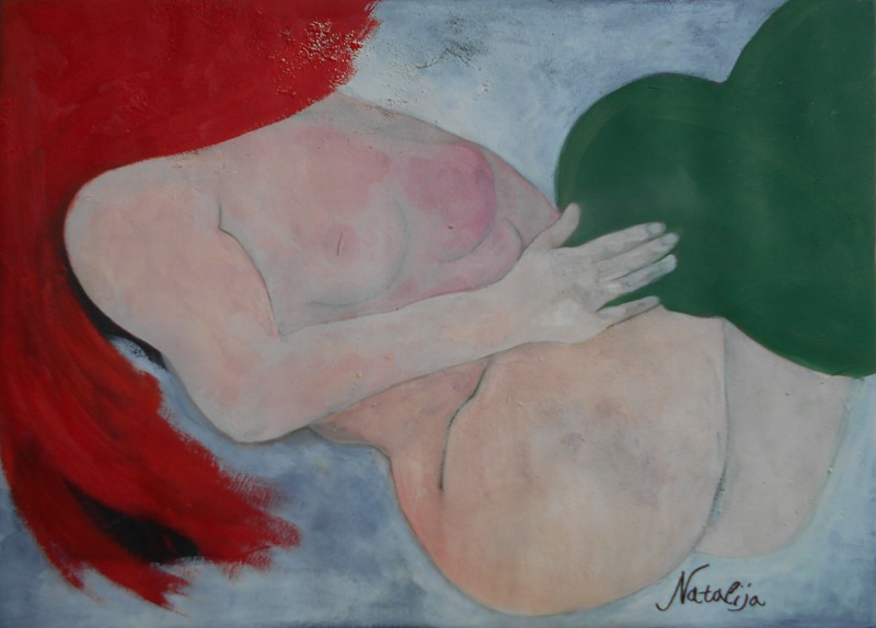 Akt 1, Mr. akadem. slikar Natalija Cimesa, ulje na platnu, 50×70 cm, 2017., sertifikat, 23600 dinara