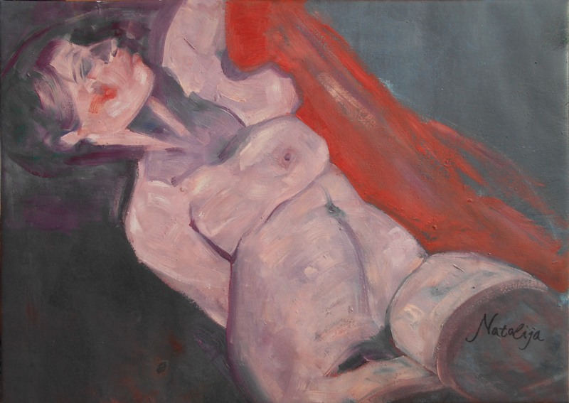 Akt 2, Mr. akadem. slikar Natalija Cimesa, ulje na platnu, 49×69 cm, 2017., sertifikat, 23600 dinara