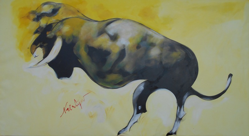 Bik, Mr. akadem. slikar Natalija Cimesa, ulje na platnu, 115×210 cm, 2017., sertifikat, 236000 dinara