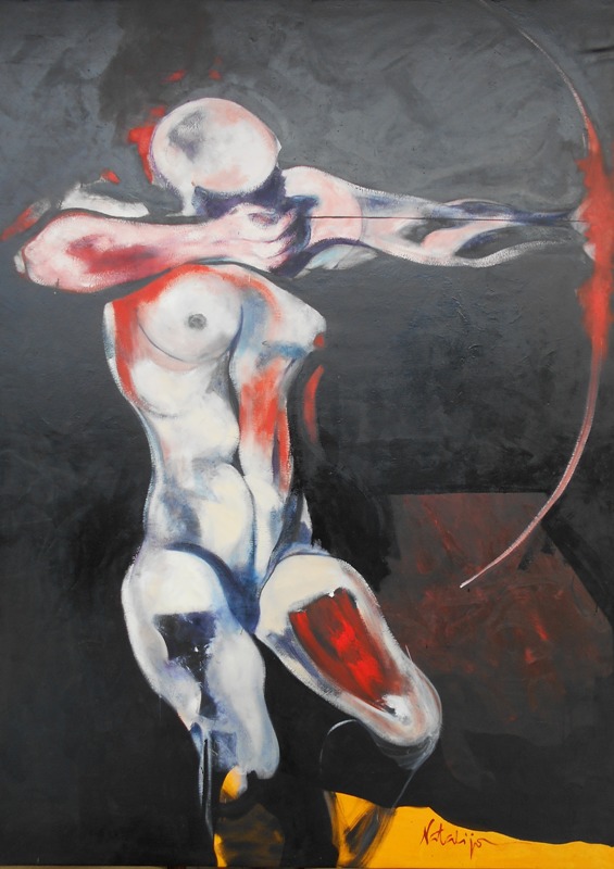 Strelac, Mr. akadem. slikar Natalija Cimesa, ulje na platnu, 177×127 cm, 2017., sertifikat, 177000 dinara