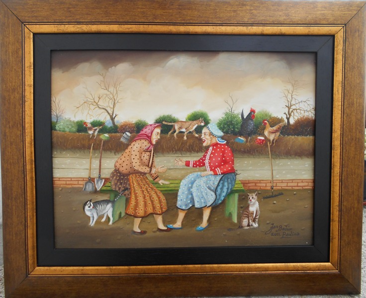 Razgovor, Jan Bacur, ulje na platnu, sa 45×55 cm, bez 30×40 cm, sertifikat, 29500 dinara