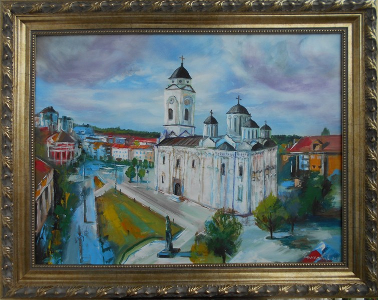 Smederevo trg 2,  akademski Goran Bankovic, ulje na platnu, sa 76×96 cm, bez 60×80 cm, sertifikat, 47200 dinara