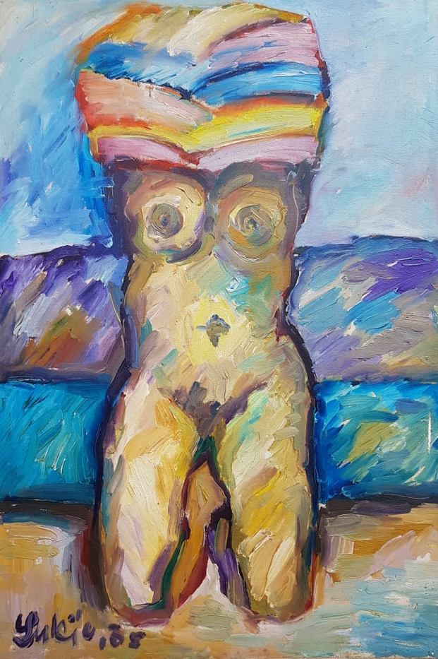 Zena, ulje na platnu, 82×56 cm, slikar Milan Lukic, sertifikat, 23600 dinara