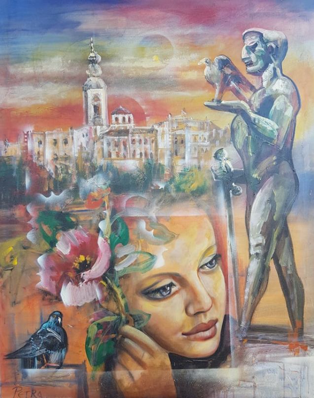 Pobednik, ulje na platnu, 98×78 cm, sertifikat, akademski slikar Nebojsa Petrovic Petra, 59000 dinara