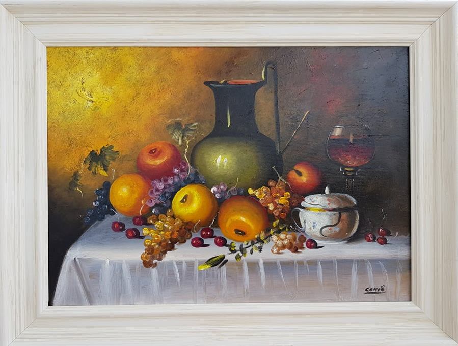 Mrtva priroda velika 4, ulje na platnu, sertifikat, sa 63×83 cm, bez 70x50cm, Dragan Canić, 35400 dinara