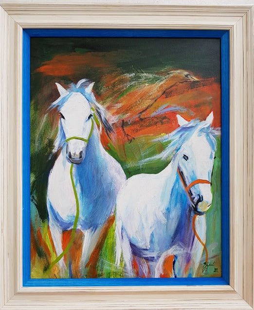 Beli ati 2, Marija Djukic, ulje na platnu, sa 61×51 cm, bez 50×40 cm, sertifikat, 17700 dinara