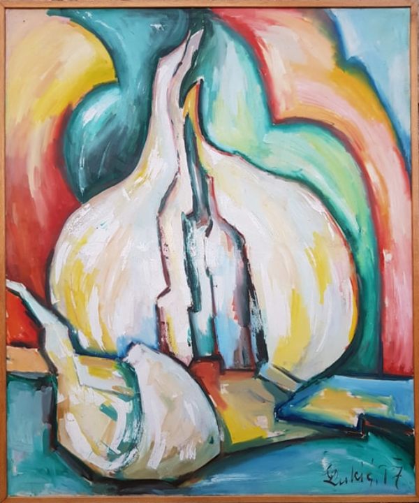 Beli luk, Milan Lukic, ulje na platnu, sa 123×103 cm, bez 120×100 cm, 1997., sertifikat, 53100 dinara