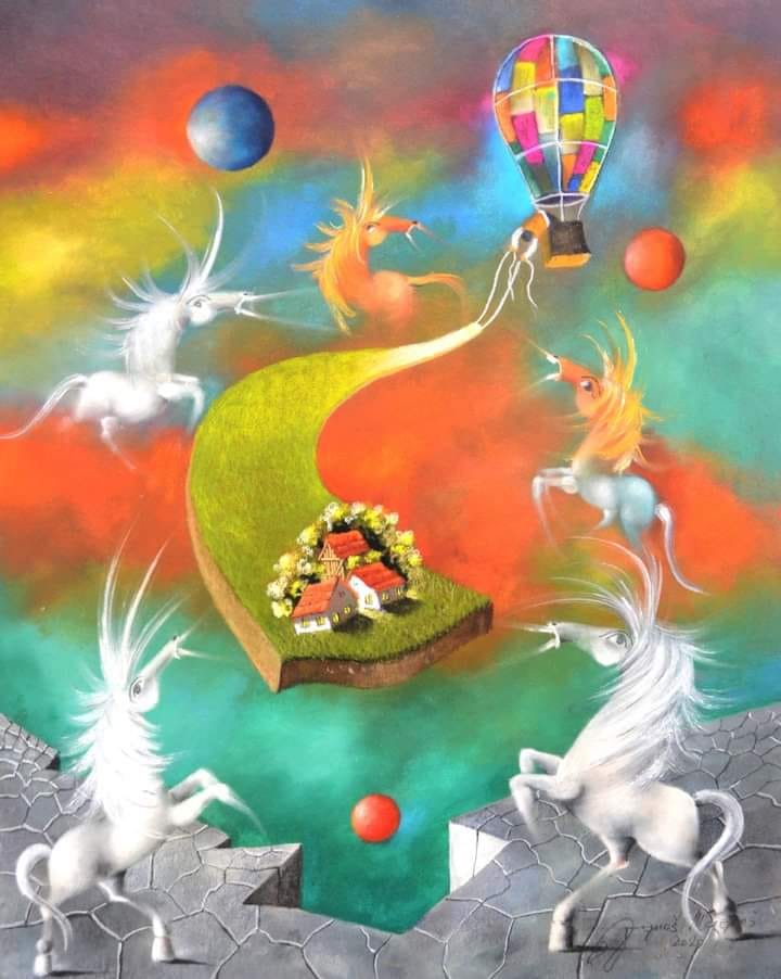 Opstanak, Janoš Mesaroš, ulje na platnu, 100×80 cm, sertifikat, 2020., 354000 dinara