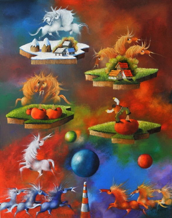 Ostrva sreće, Janoš Mesaroš, ulje na platnu, 100×80 cm, sertifikat, 2020., 354000 dinara