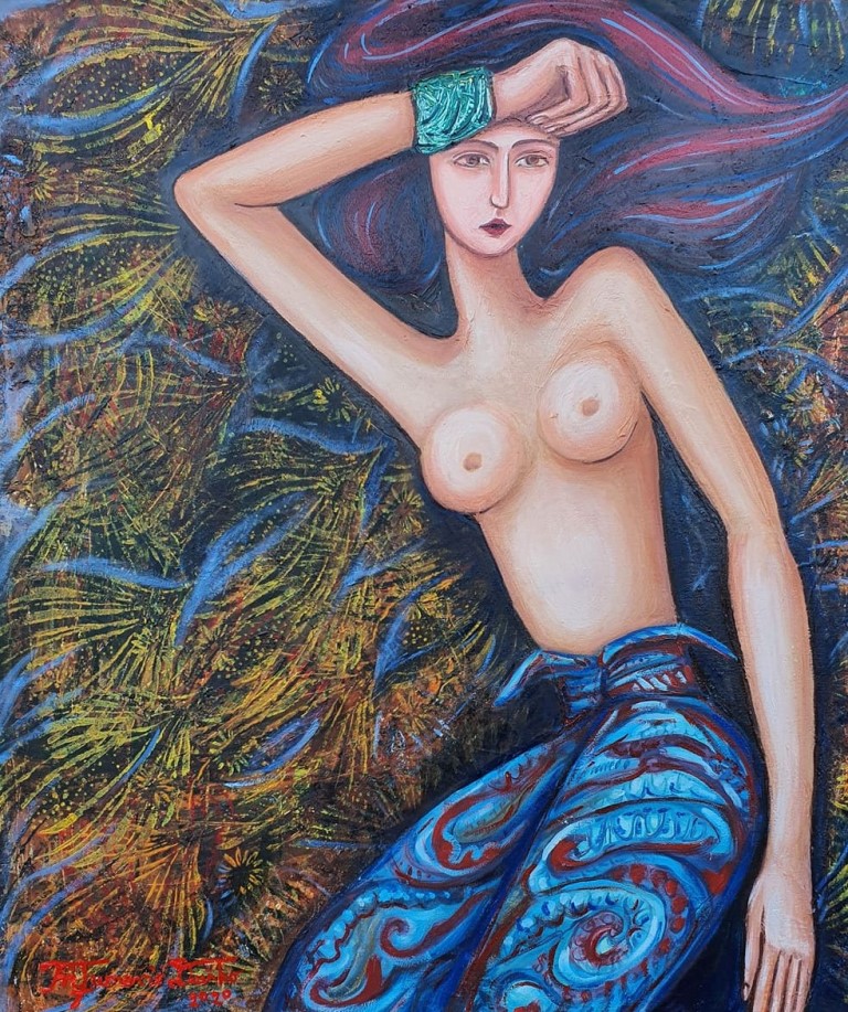 Akt, Dusko Trifunovic, 70×60 cm, ulje na platnu, sertifikat, 38940 dinara