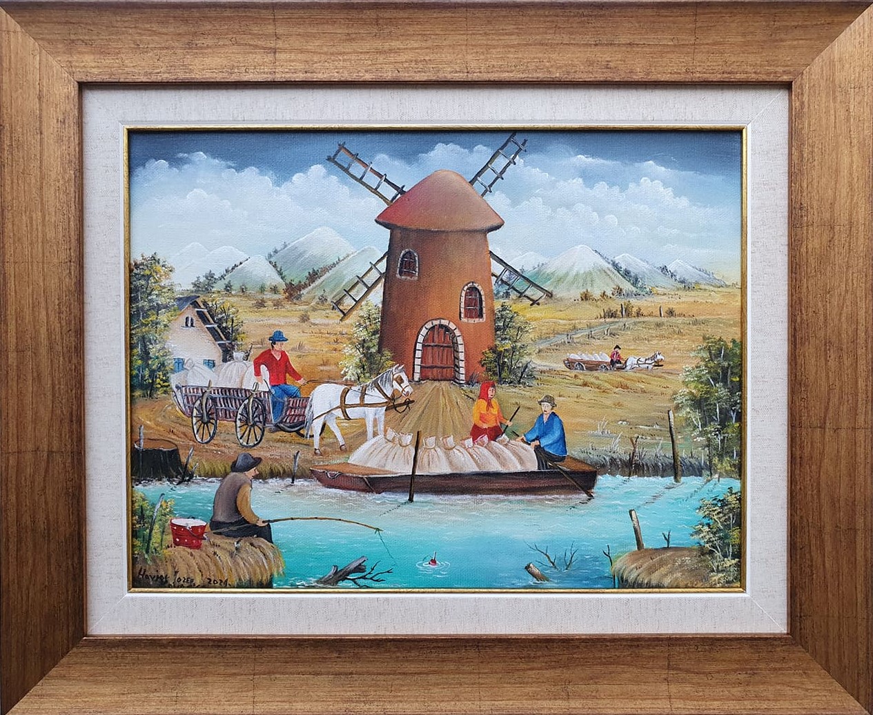 Vetrenjača, Jozef Havjar, Naiva Kovačica, ulje na platnu, uramljena, sa 46×56 cm, bez 30×40 cm, sertifikat, 41300 dinara