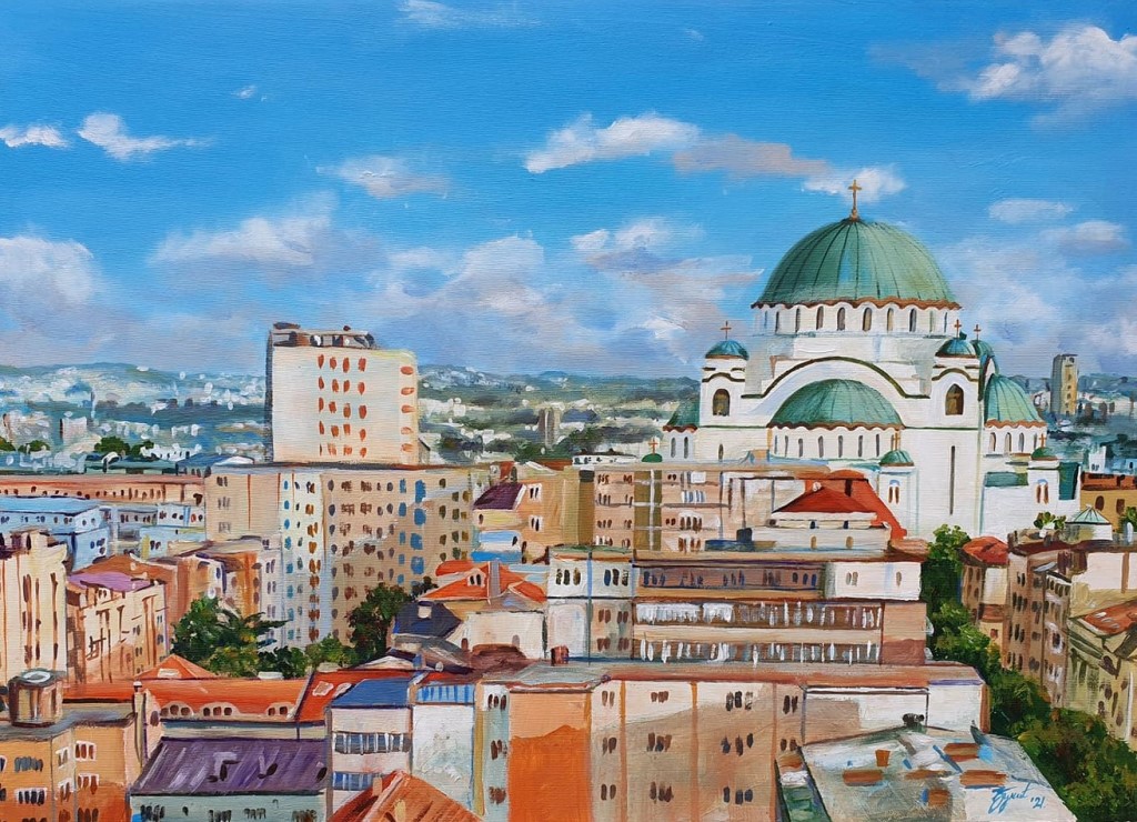 Hram Svetog Save 2, Marija Djukic, ulje na platnu, 50×70 cm, sertifikat, 25960 dinara