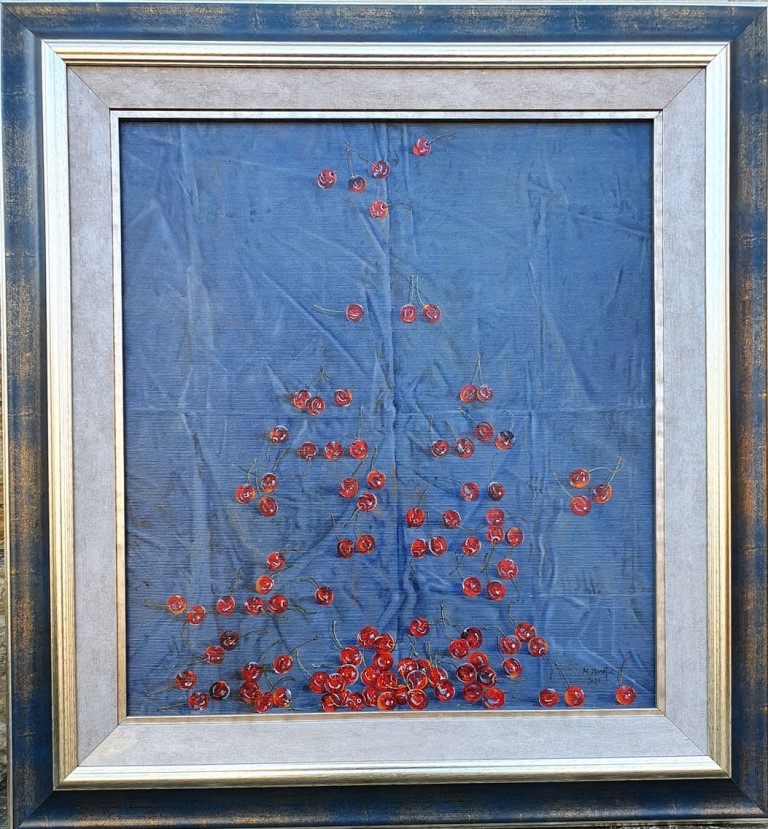 Trešnje, Milan Miletić, sa 69×64 cm, bez 50×45 cm. ulje na platnu, sertifikat, 2021, 182900 dinara