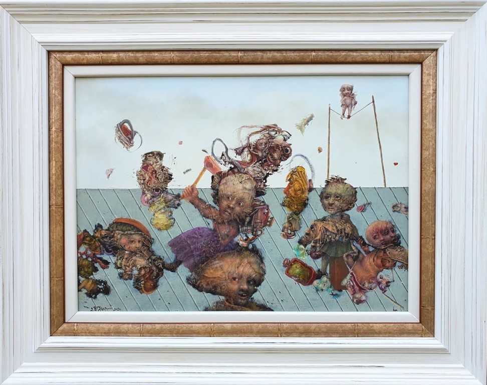 Igra, ulje na drvetu, sa 38×48 cm, bez 25×35 cm, sertifikat, Dejan Ulardzic, 75520 dinara