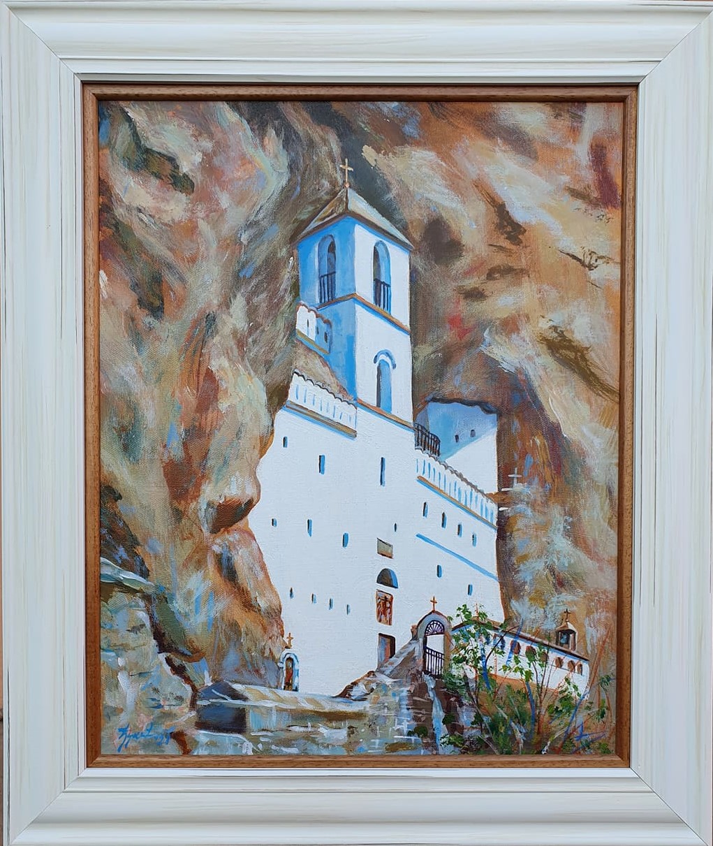 Ostrog, Marija Djukic, ulje na platnu, sa 64×54 cm, bez 50×40 cm, sertifikat, 17700 dinara