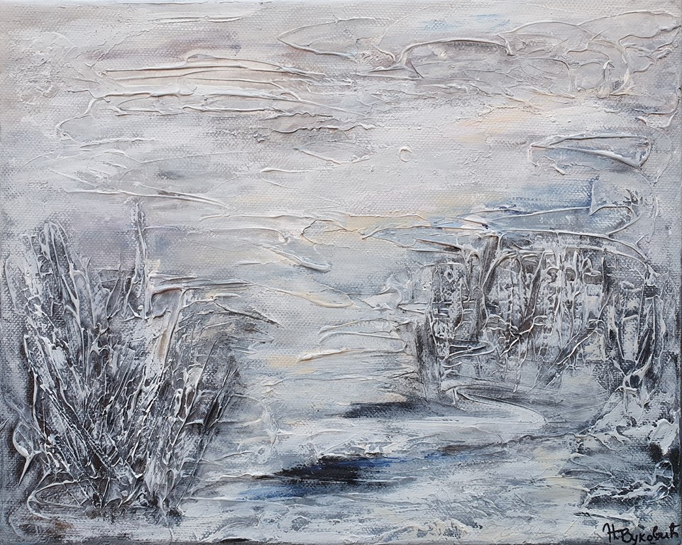 Zima, akril ulje na platnu, 24×30 cm, Nataša Vuković, sertifikat, 7080 dinara