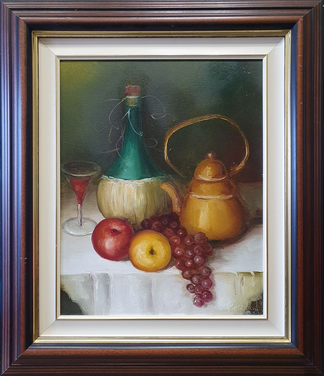 Kompozicija sa voćem, Kosovka Marinković, ulje na platnu, sertifikat, sa 72×62 cm, bez 50×40 cm, 47200 dinara