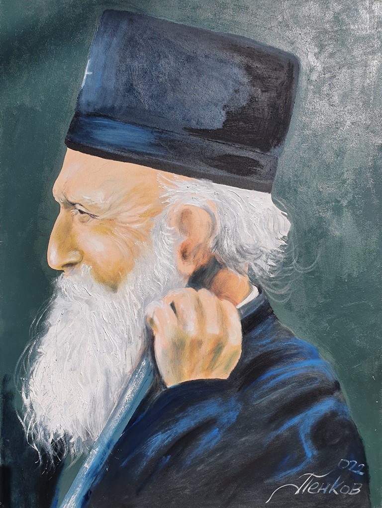 Patrijarh Pavle 4, ulje na platnu, 80×60 cm, akademski slikar M. Penkov, sertifikat, 35400 dinara