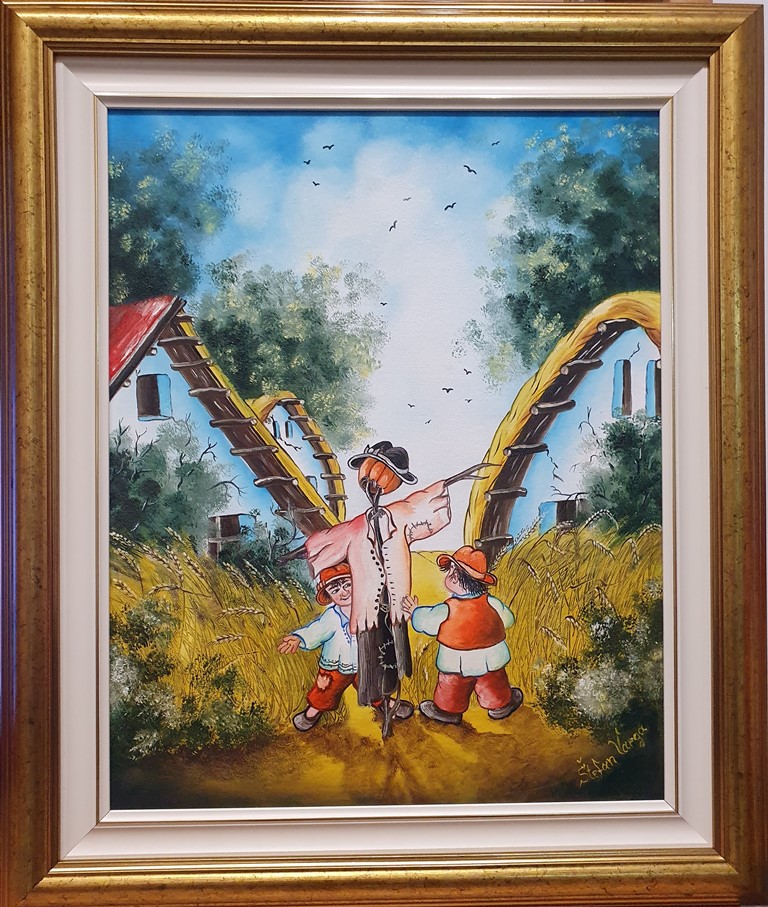 Strašilo, Štefan Varga, Naiva Kovačica, ulje na platnu, uramljena, sa 63×53 cm, bez 50×40 cm, sertifikat, 76700 dinara