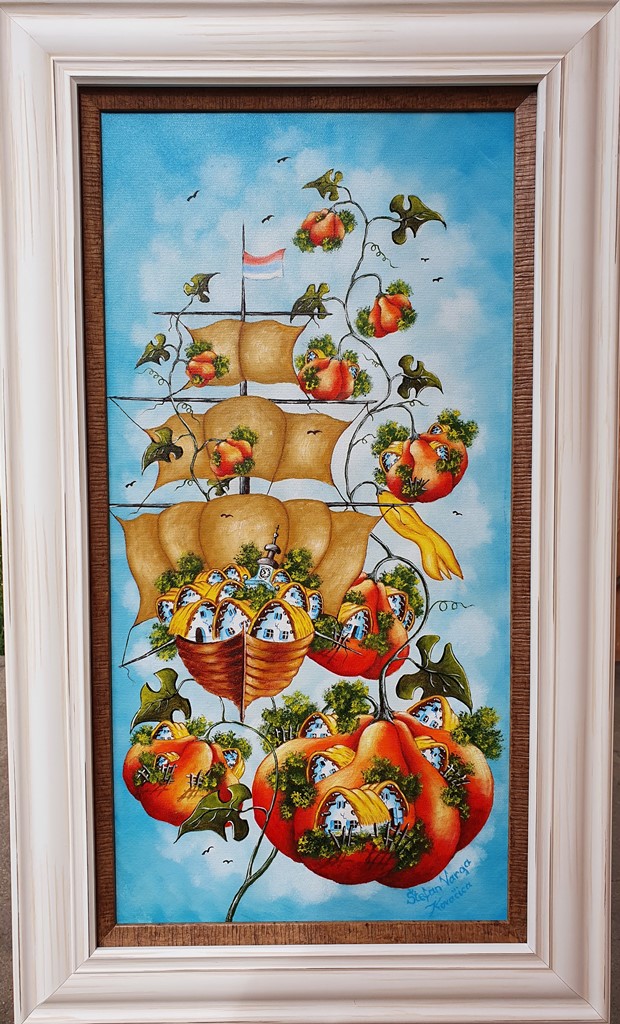 Brod, Štefan Varga, Naiva Kovačica, ulje na platnu, sa 74×44 cm, bez 60×30 cm, sertifikat, 76700 dinara