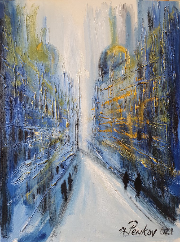 Stari Beč 2, ulje na platnu, 60×80 cm, akademski slikar M. Penkov, sertifikat, 35400 dinara