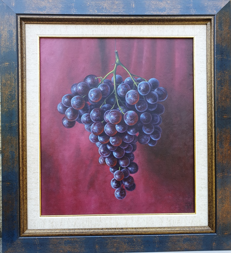 Crni grozd, ulje na platnu, Miljan Vasiljevic, sa 56×51 cm, bez 40×35 cm, sertifikat, 64900 dinara
