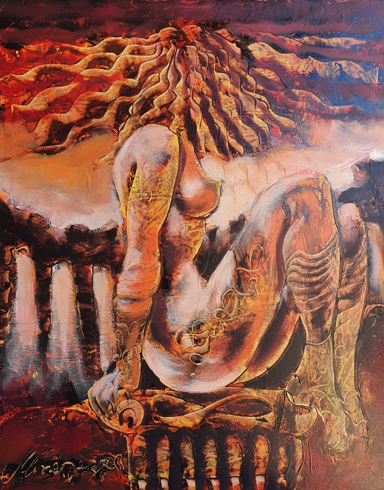 Na izvoru, Monegorijas, ulje na platnu kombinovana tehnika, 80×65 cm, sertifikat, 41300 dinara