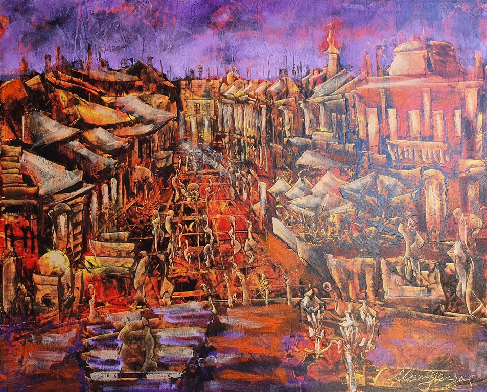 Novi Sad, Monegorijas, ulje na platnu kombinovana tehnika, 80×65 cm, sertifikat, 41300 dinara
