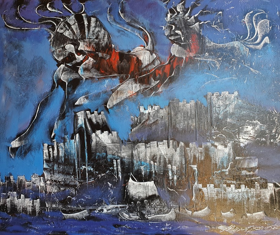 Smederevo, Monegorijas, ulje na platnu kombinovana tehnika, 80×65 cm, sertifikat, 41300 dinara