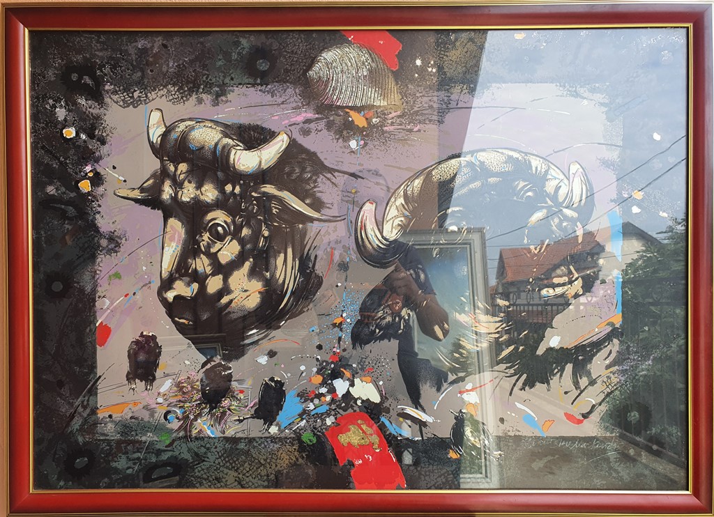 Glave, serigrafija, Branislav Marković, sa 77×107 cm, bez 69×99 cm, 1995.god, sertifikat, 47200 dinara