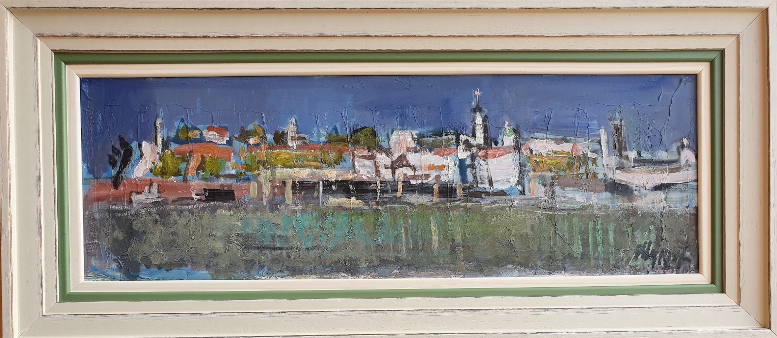 Beograd, Zvonko Šindić, ulje na platnu, luks uramljena, sa 33×73 cm, bez 20×60 cm, sertifikat, 15340 dinara