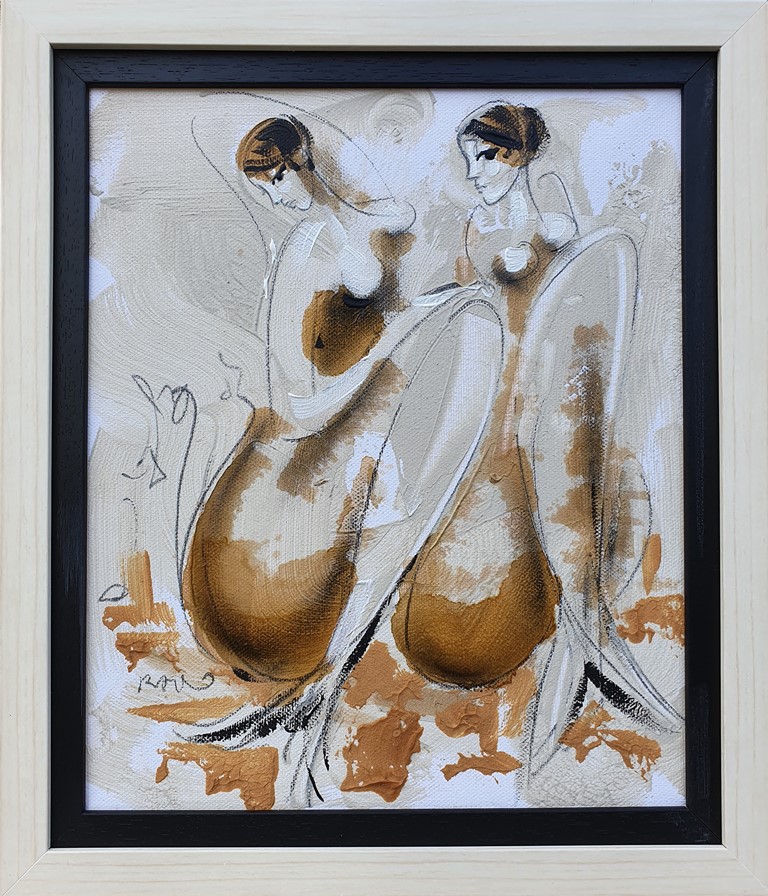 Horoskop-Blizanac, akril na platnu, sa 36×31 cm, bez 30×25 cm, akademski Dušan Rajšić, sertifikat, 10620 dinara