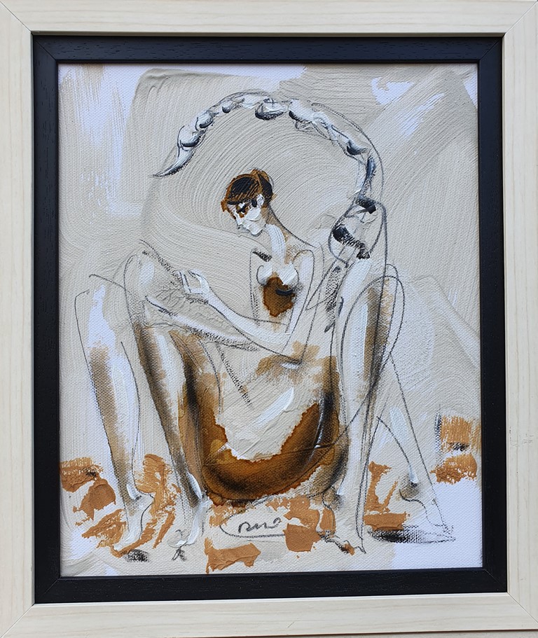 Horoskop-Škorpija, akril na platnu, sa 36×31 cm, bez 30×25 cm, akademski Dušan Rajšić, sertifikat, 10620 dinara