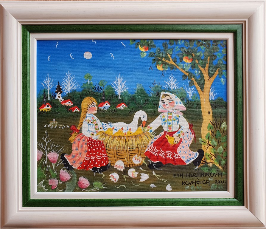 Pile, Eva Husarikova, Naiva Kovačica, ulje na platnu, sa 36×41 cm, bez 25×30 cm, sertifikat, 47200 dinara