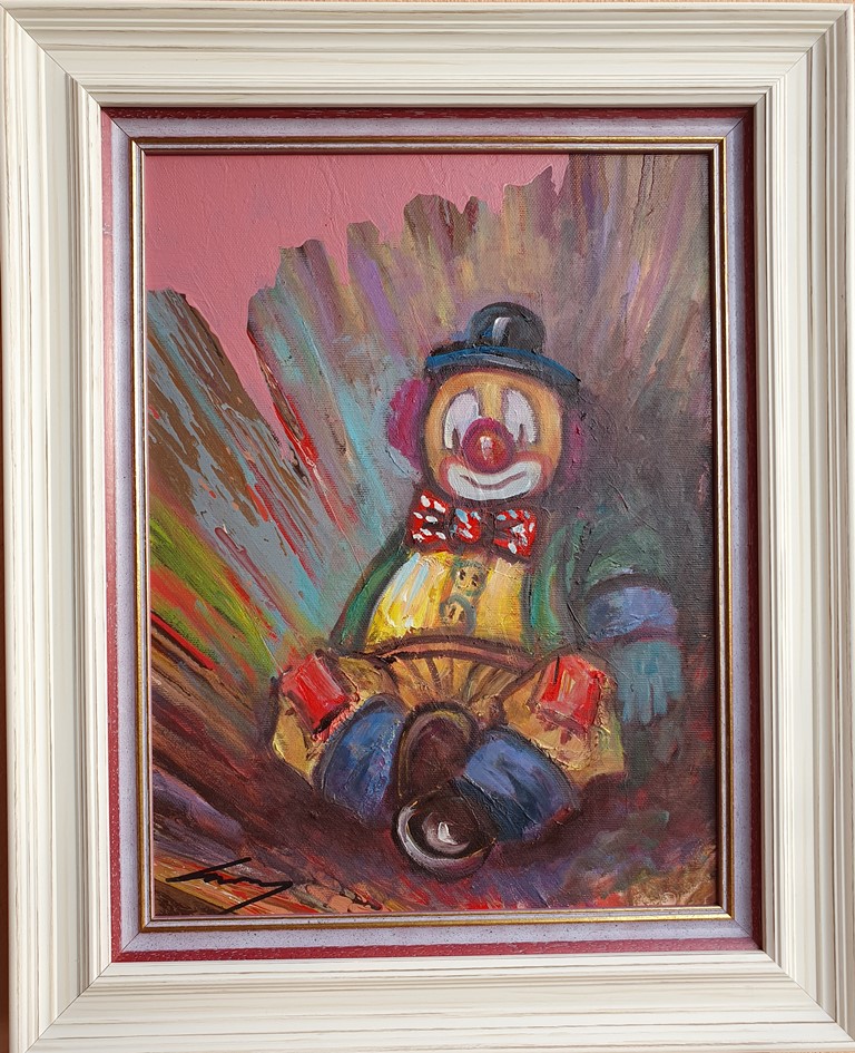 Klovn 3, ulje na platnu, Ivan Vanja Milanovic, sa 44×54 cm, bez 30×40 cm, sertifikat, 11800 dinara