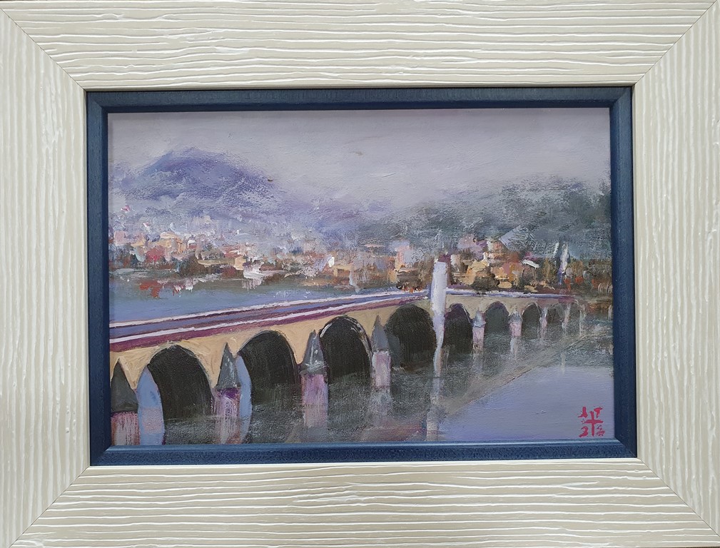 Most 3, Dragan Tasić, akril na lesonitu, sa 40×30 cm, bez 30×20 cm, sertifikat, 6490 dinara