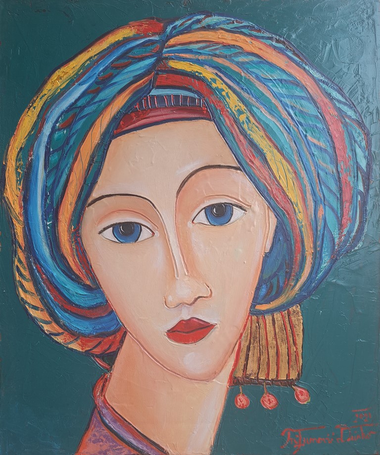 Dama 6, Duško Trifunović, 60×50 cm, ulje na platnu, sertifikat, 33040 dinara