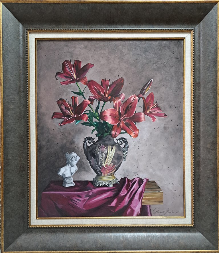 Ljiljani, Marko Rajović, sa 80×70 cm, bez 60×50 cm, ulje na platnu, sertifikat, 76700 dinara