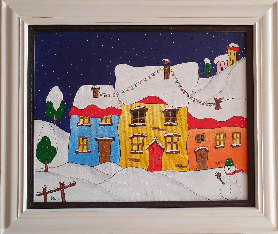 Sneško, ulje na platnu, sa 64×54 cm, bez 50×40 cm, Tijana L. , sertifikat, 10620 dinara